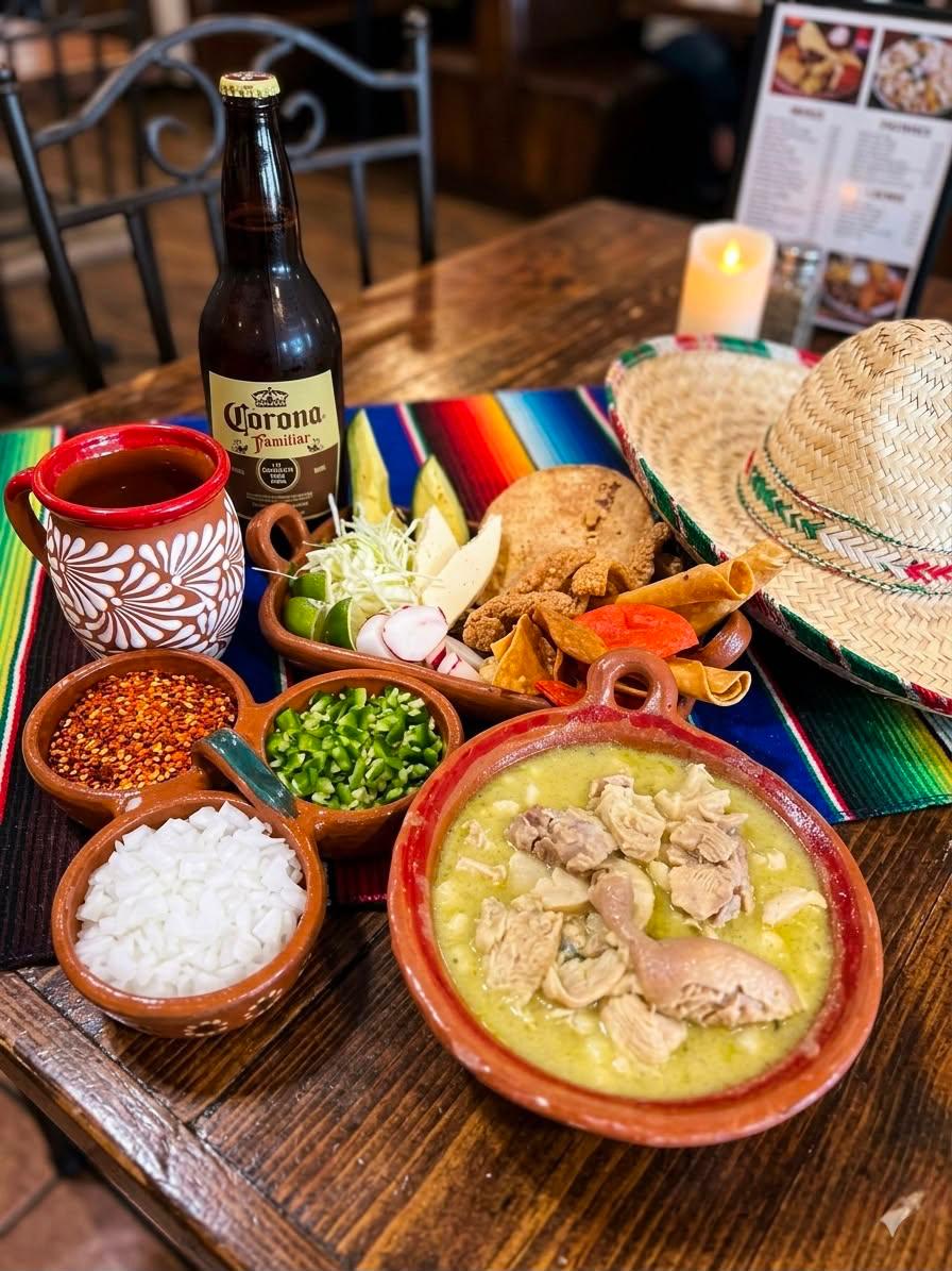 Green Pozole with Botanas